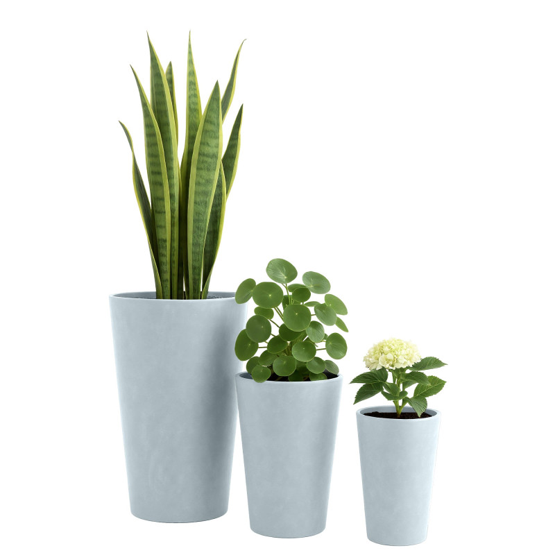 Ensemble de 3 pots de fleurs 3 gris