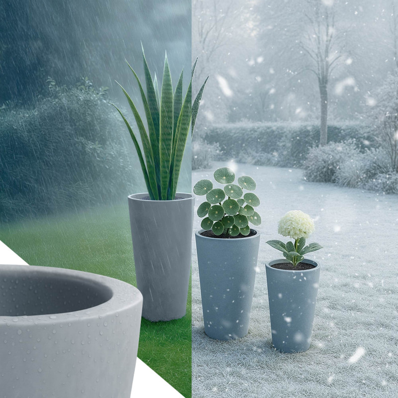 Ensemble de 3 pots de fleurs 3 gris