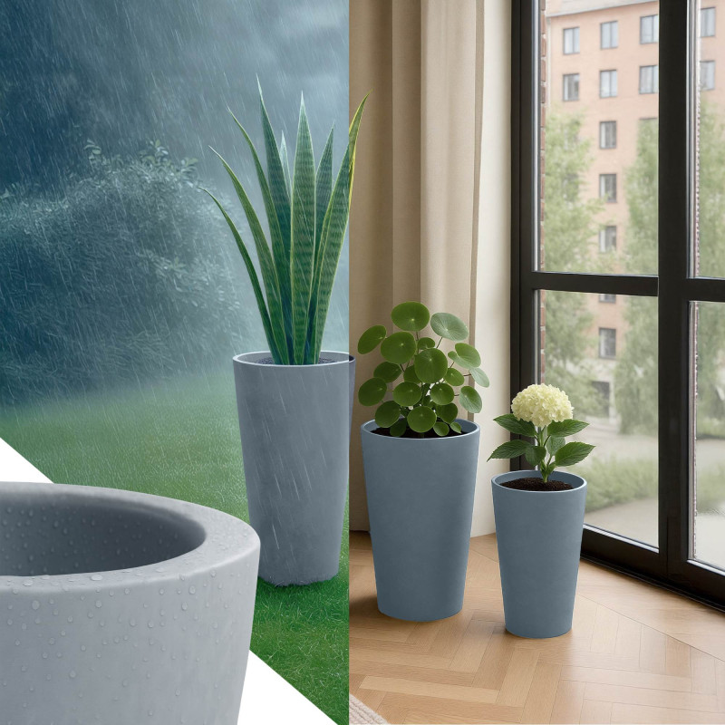 Ensemble de 3 pots de fleurs 3 gris