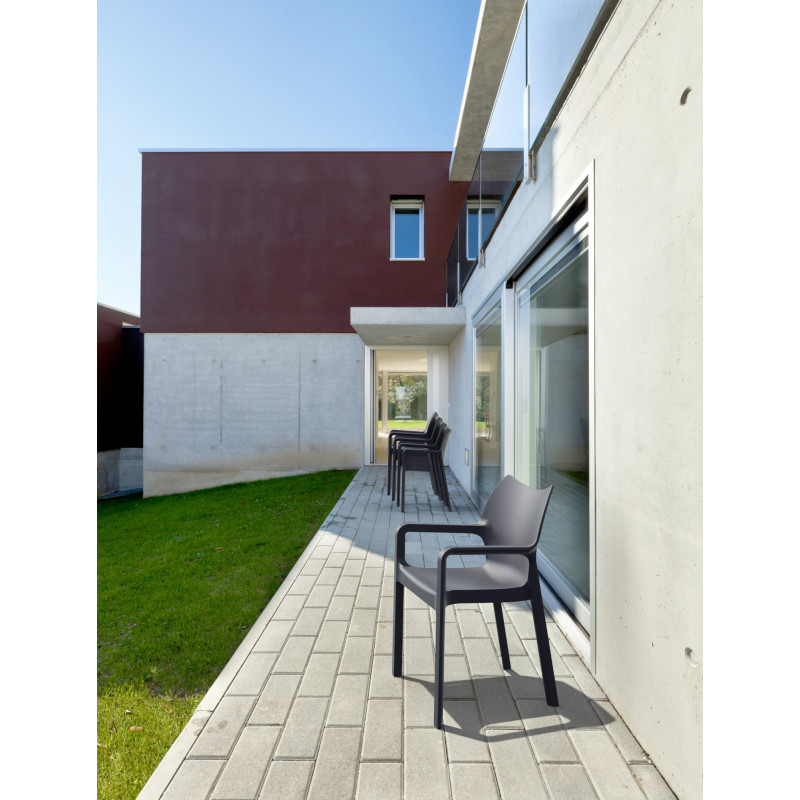 Ensemble de 4 chaises Diva gris foncé