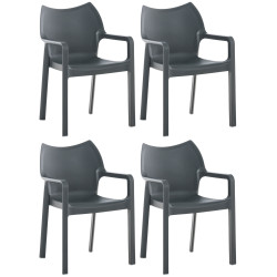 Ensemble de 4 chaises Diva gris foncé