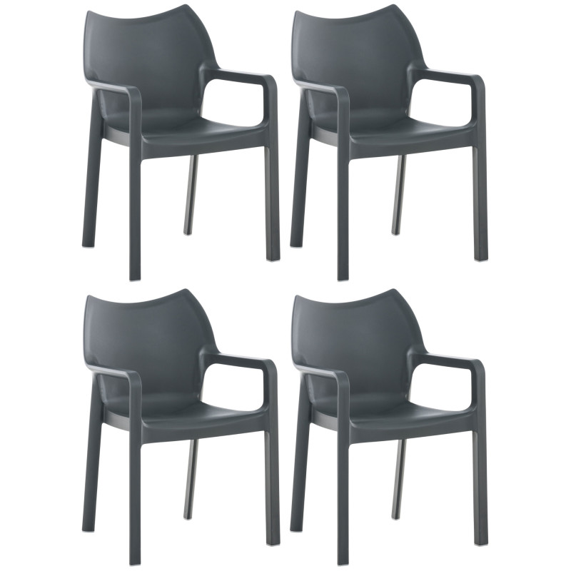 Ensemble de 4 chaises Diva gris foncé