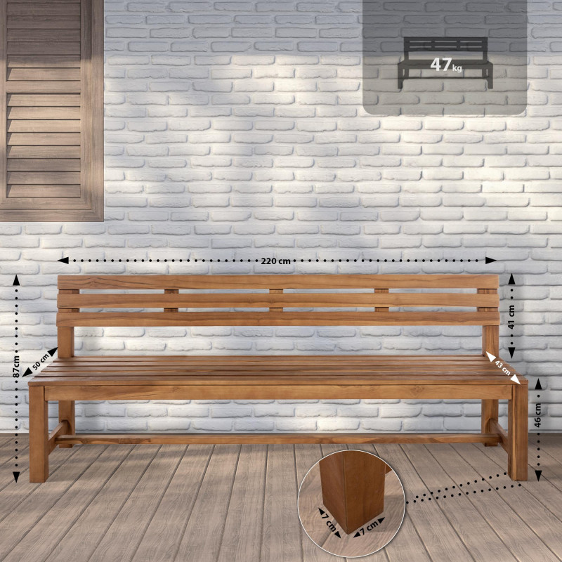 Banc en teck Augusta 220 cm teck