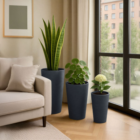 Ensemble de 3 pots de fleurs anthracite