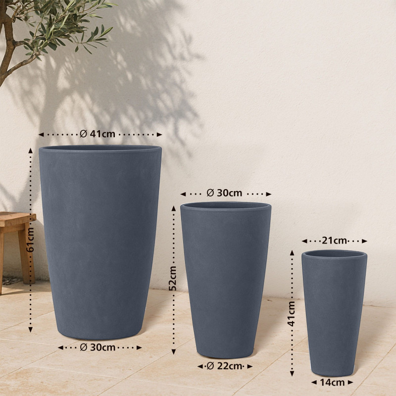 Ensemble de 3 pots de fleurs 3 anthracite