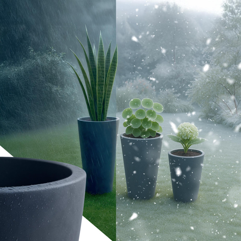 Ensemble de 3 pots de fleurs 3 anthracite