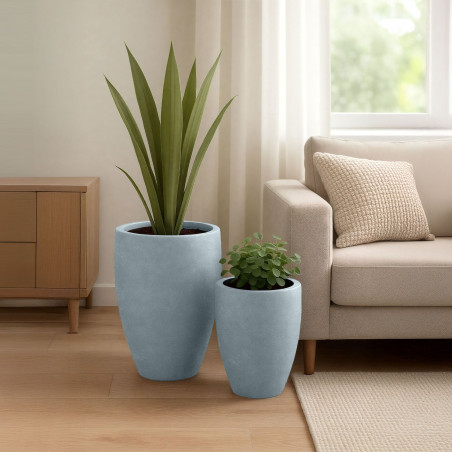 Ensemble de 2 pots de fleurs gris
