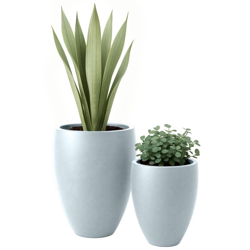 Ensemble de 2 pots de fleurs gris