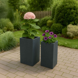 Ensemble de 2 pots de fleurs 3 anthracite
