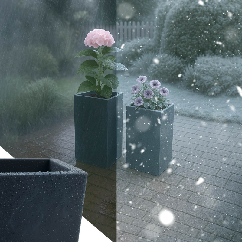 Ensemble de 2 pots de fleurs 3 anthracite