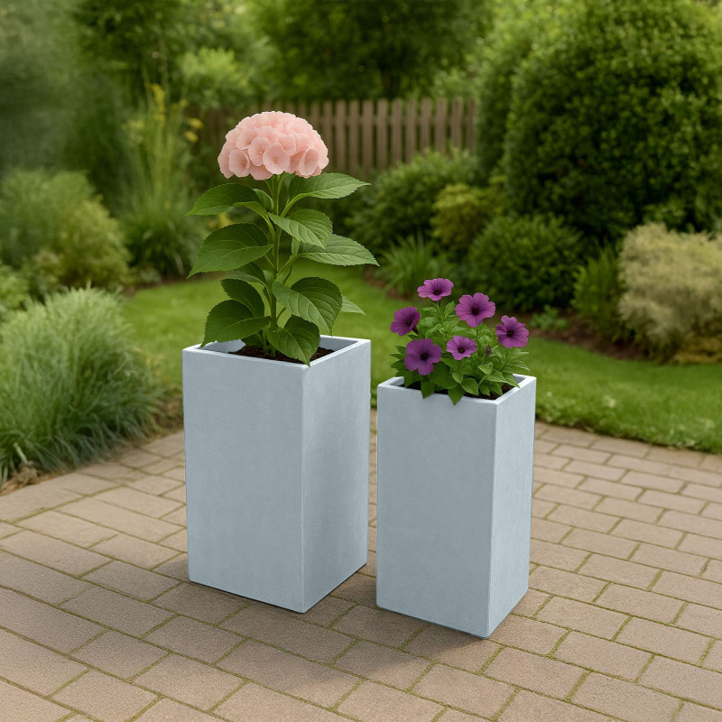 Ensemble de 2 pots de fleurs 3 gris