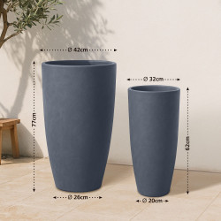 Ensemble de 2 pots de fleurs, 1 anthracite
