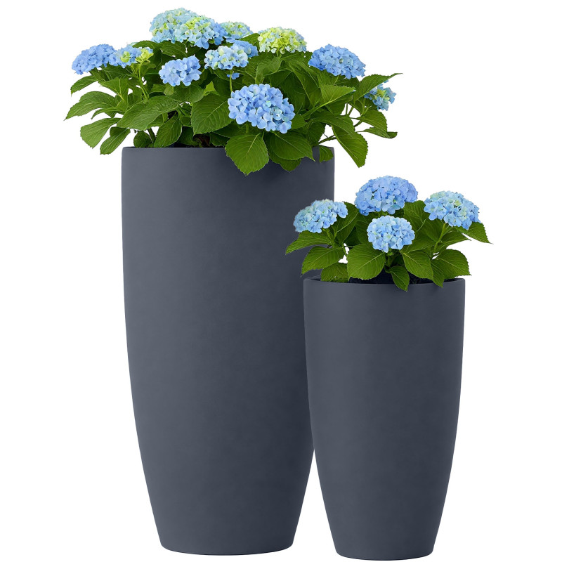 Ensemble de 2 pots de fleurs, 1 anthracite