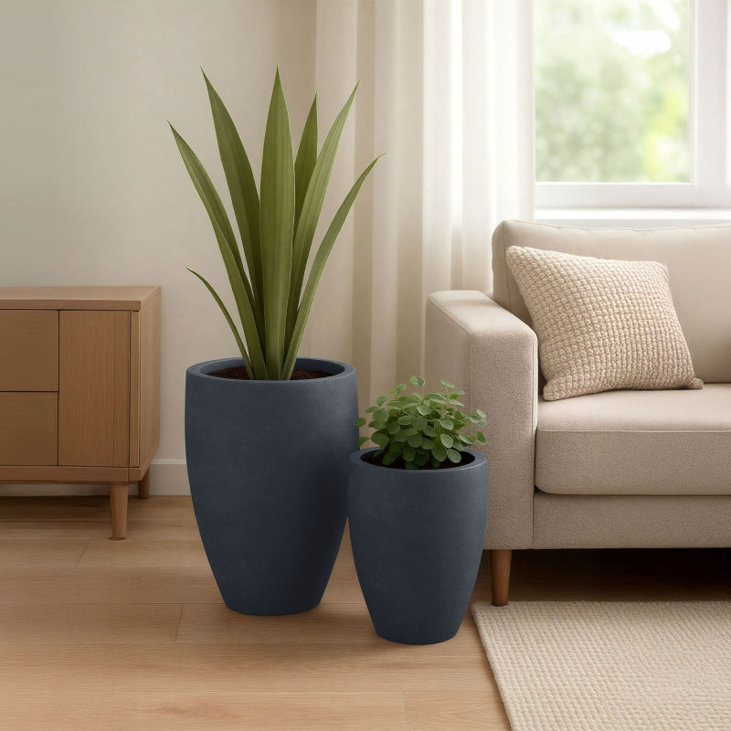 Ensemble de 2 pots de fleurs anthracite