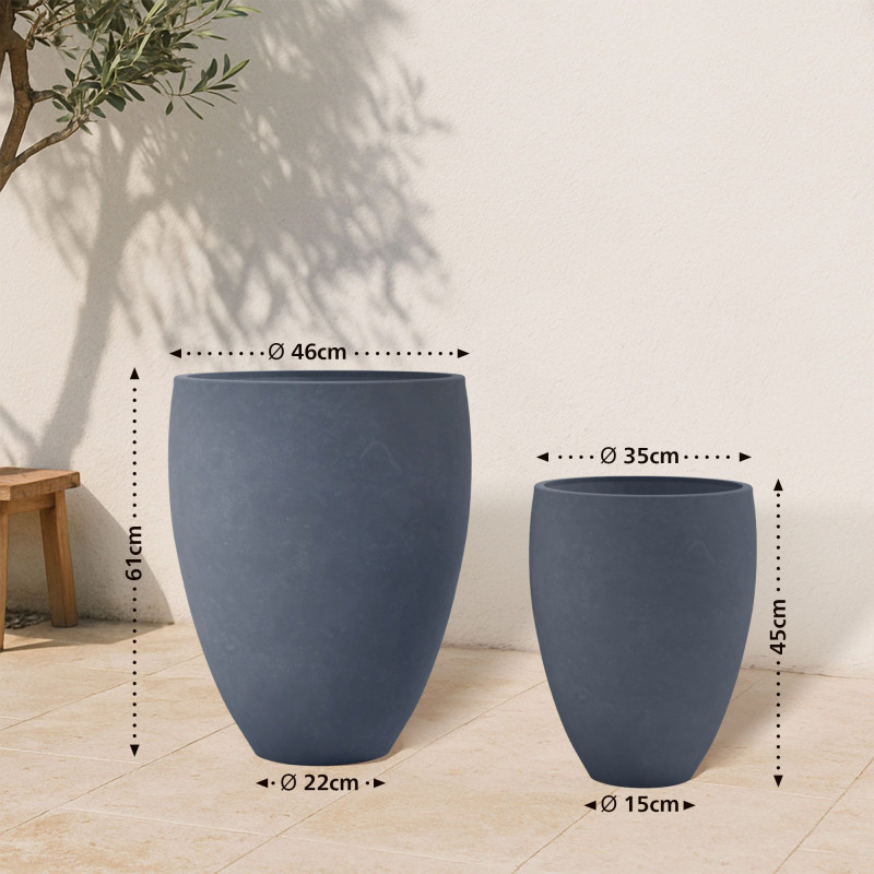 Ensemble de 2 pots de fleurs anthracite