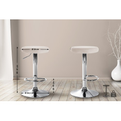 Lot de 2 tabourets de bar Ponte velours chrome crème