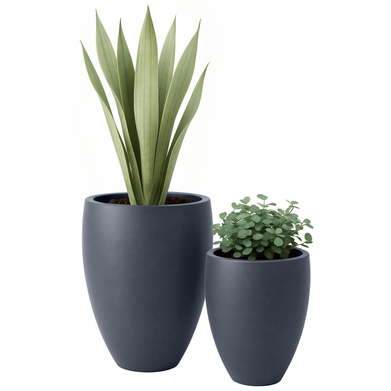 Ensemble de 2 pots de fleurs anthracite