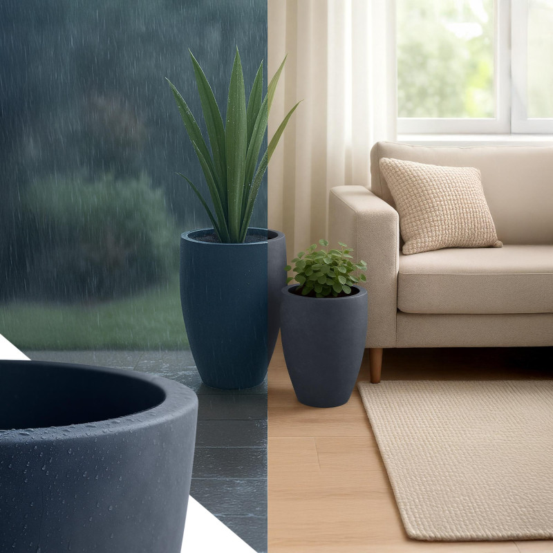 Ensemble de 2 pots de fleurs anthracite