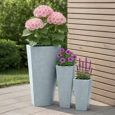 Ensemble de 3 pots de fleurs, 2 gris