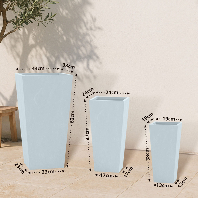 Ensemble de 3 pots de fleurs 2 gris