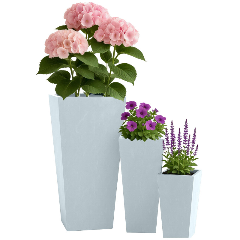 Ensemble de 3 pots de fleurs 2 gris