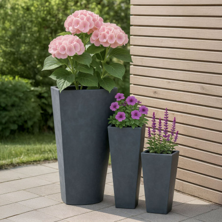 Ensemble de 3 pots de fleurs 2 anthracite
