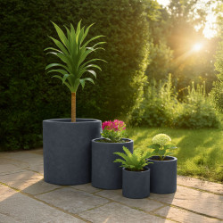 Ensemble de 4 pots de fleurs, 1 anthracite