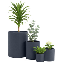 Ensemble de 4 pots de fleurs 1 anthracite