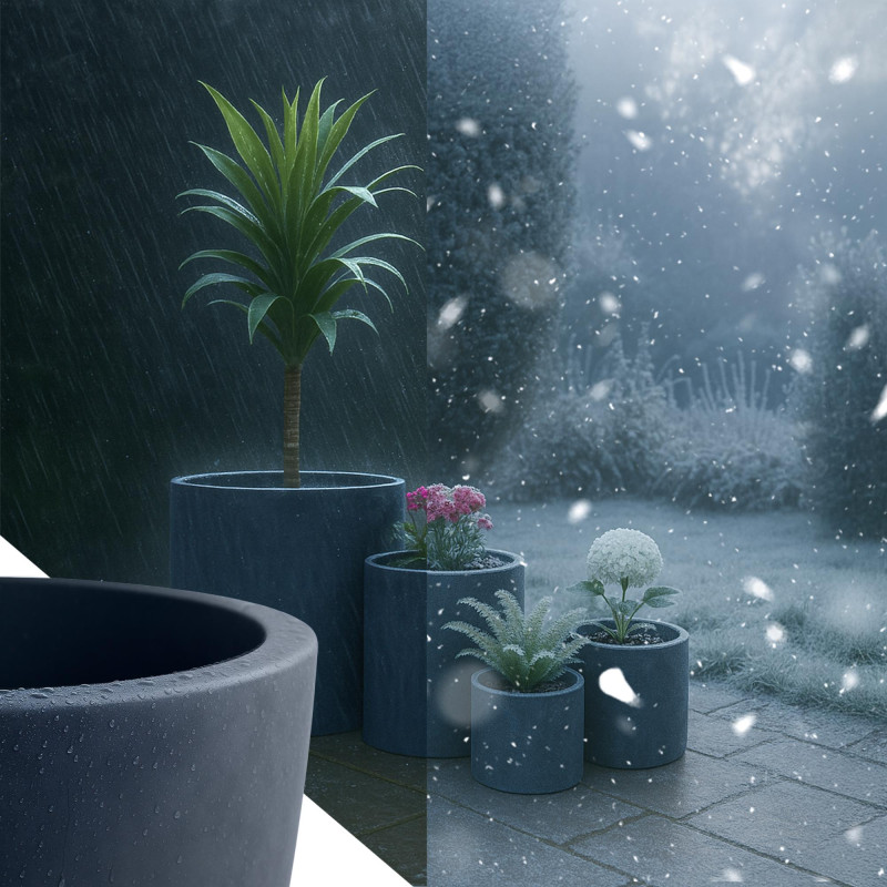 Ensemble de 4 pots de fleurs, 1 anthracite