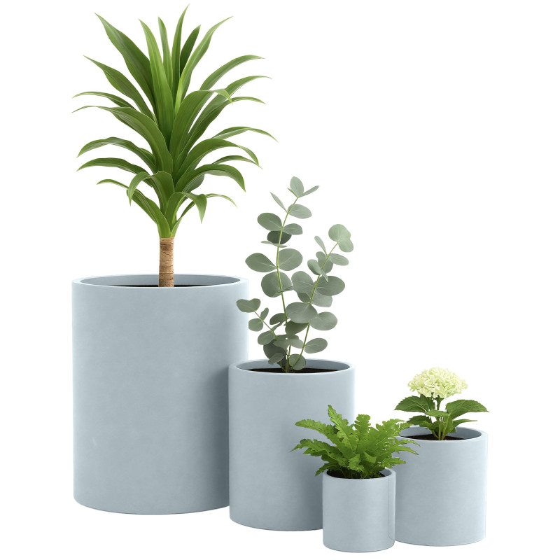 Ensemble de 4 pots de fleurs 1 gris