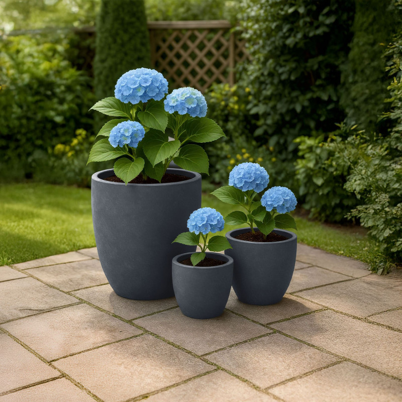 Ensemble de 3 pots de fleurs 1 anthracite