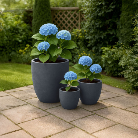 Ensemble de 3 pots de fleurs 1 anthracite