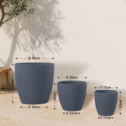 Ensemble de 3 pots de fleurs 1 anthracite