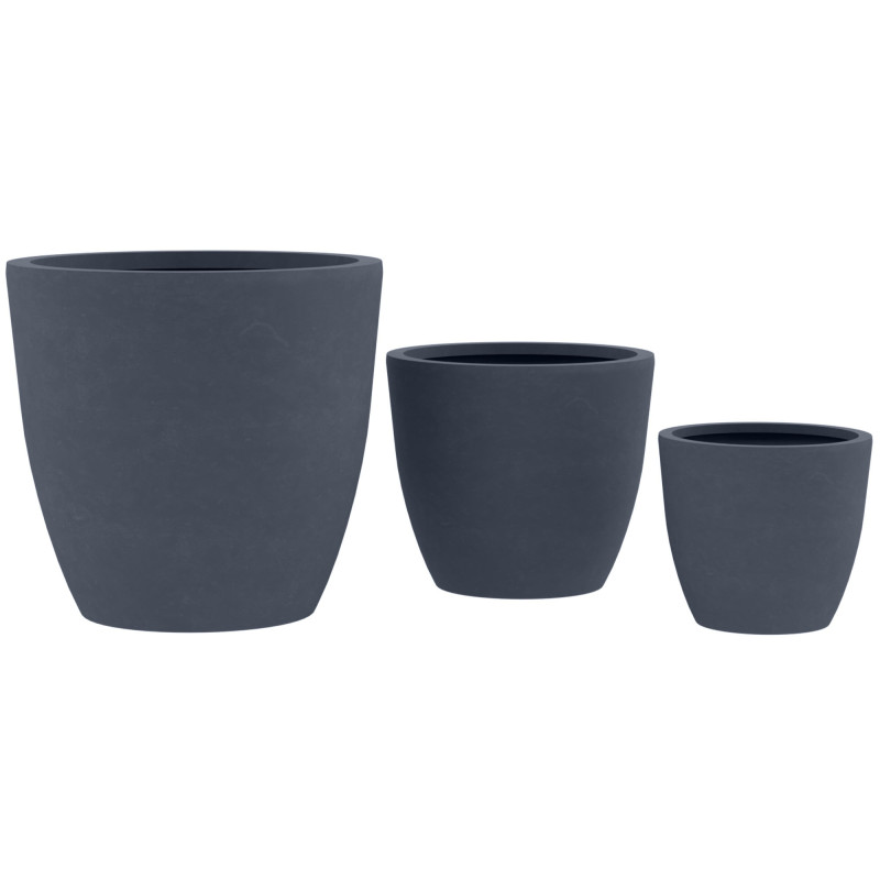 Ensemble de 3 pots de fleurs 1 anthracite