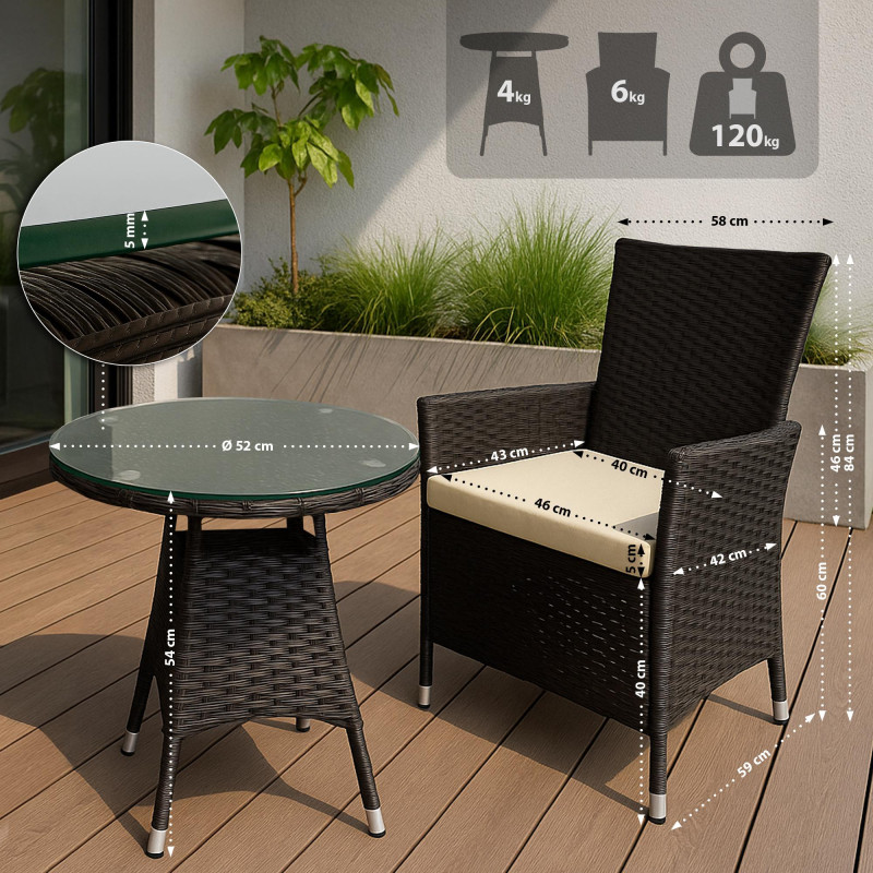 Groupe de Chaises Fireda brun foncé