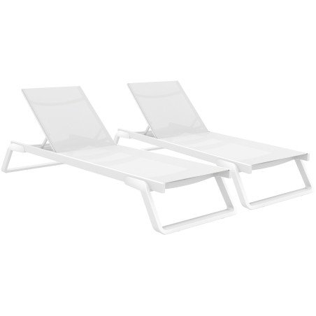 Ensemble de 2 chaises longues Tropic blanc