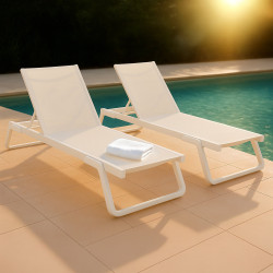 Ensemble de 2 chaises longues Tropic blanc
