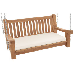 Banc à bascule Joyce avec coussin d'assise 120 cm + teck crème