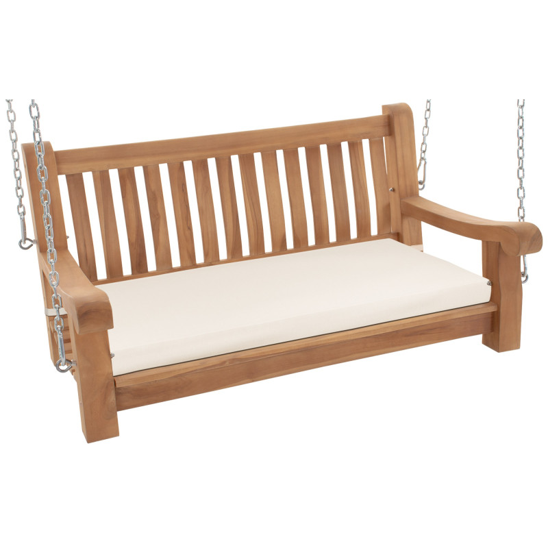 Banc à bascule Joyce avec coussin d'assise 120 cm + teck crème