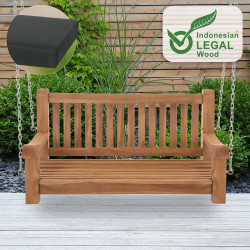 Banc à bascule Joyce avec coussin d'assise 120 cm + teck gris foncé