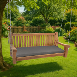 Banc à bascule Joyce avec coussin d'assise 150 cm + teck gris foncé