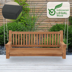 Banc à bascule Joyce avec coussin d'assise 150 cm + teck gris foncé