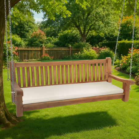 Banc à bascule Joyce avec coussin d'assise 180 cm + teck crème