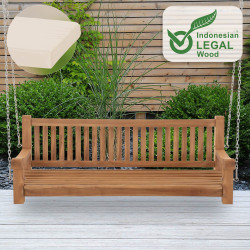 Banc à bascule Joyce avec coussin d'assise 180 cm + teck crème