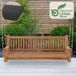 Banc à bascule Joyce avec coussin d'assise 180 cm + teck gris foncé