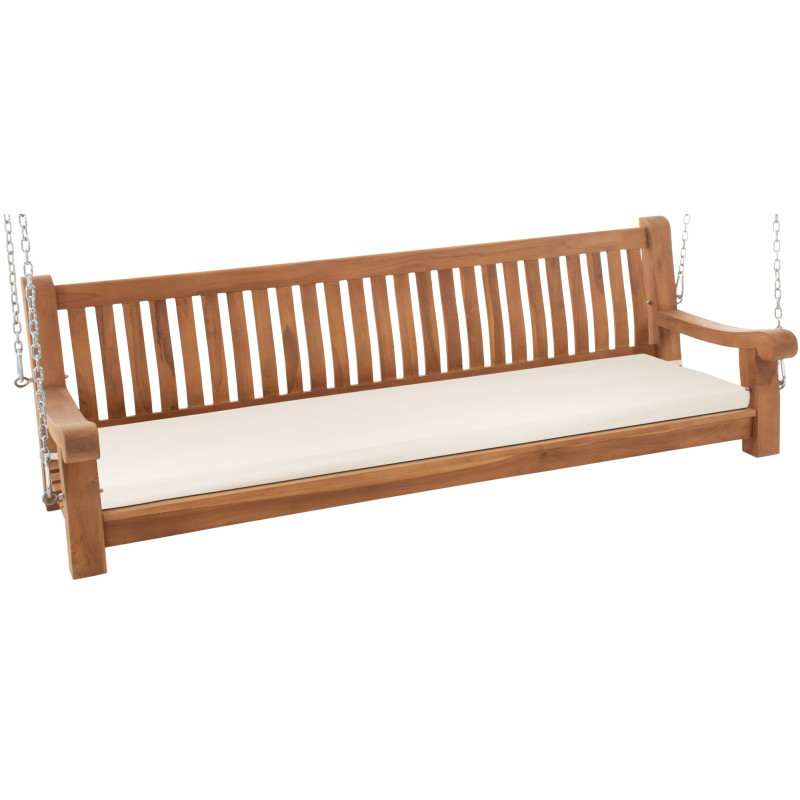 Banc à bascule Joyce avec coussin d'assise 200 cm + teck crème