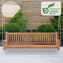 Banc à bascule Joyce avec coussin d'assise 200 cm + teck crème