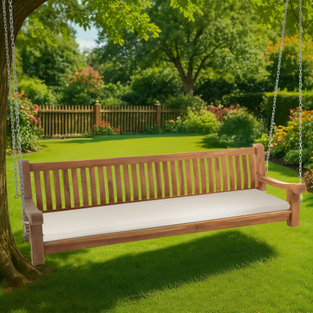 Banc à bascule Joyce avec coussin d'assise 220 cm + teck crème