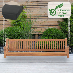 Banc à bascule Joyce avec coussin d'assise 220 cm + teck gris foncé