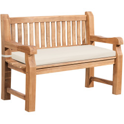 Banc Jackson en teck avec coussin d'assise 120 cm + teck crème